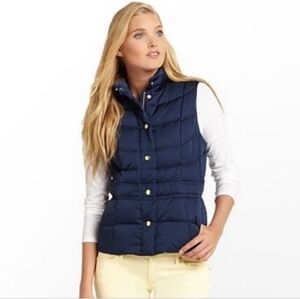 Lilly Pulitzer Isabelle Puffer Navy Blue Women's Down Filling Feather Vest Sz M
